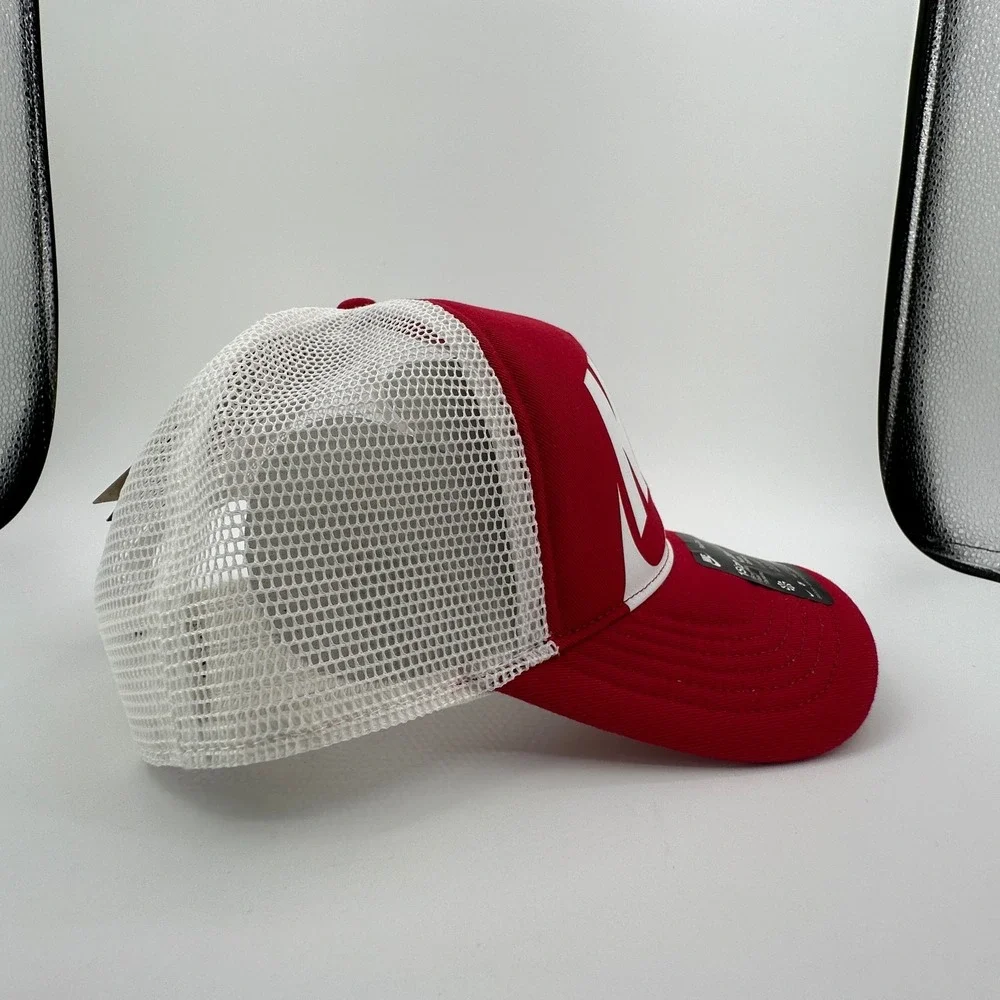 Nike Rise Trucker Cap Youth Kids One Size Snapback Red White Structured Hat NEW
